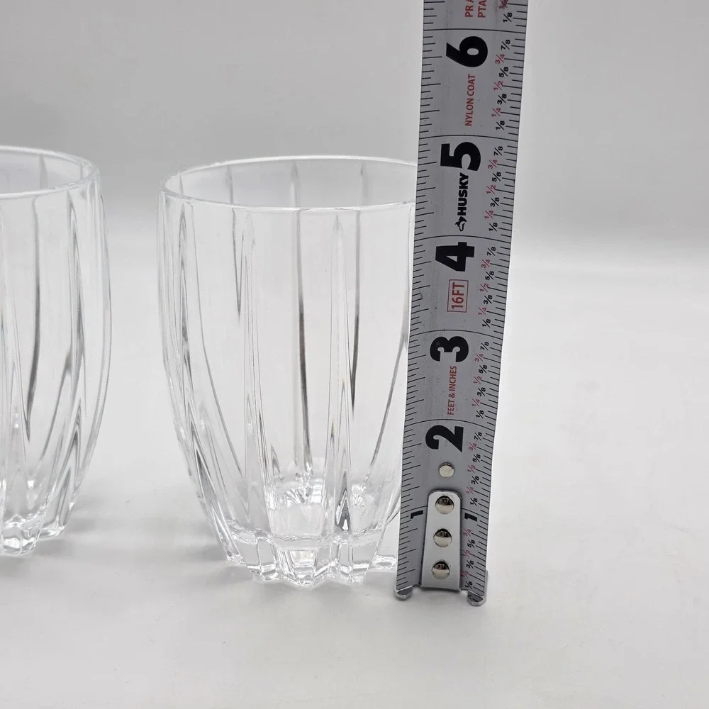2 X MARQUIS BY WATERFORD OMEGA PATTERN DOUBLE‎ OLD FASHIONED GLASS HEAVY SIGNED